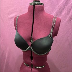 Lily of France Black and Silver Underwire Bra